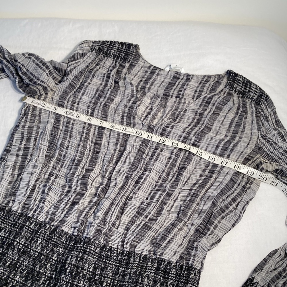 Club Monaco printed dress chiffon silk black grey 8 - Picture 8 of 16